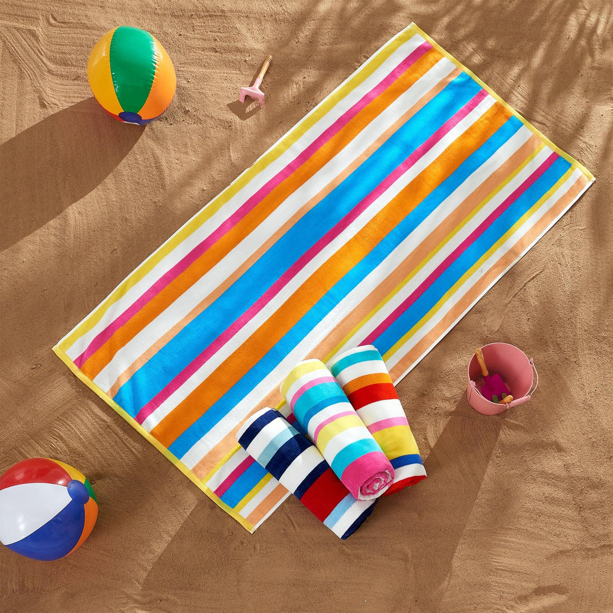 Cotton Velour Cabana Stripe Beach Towel - Novia Collection