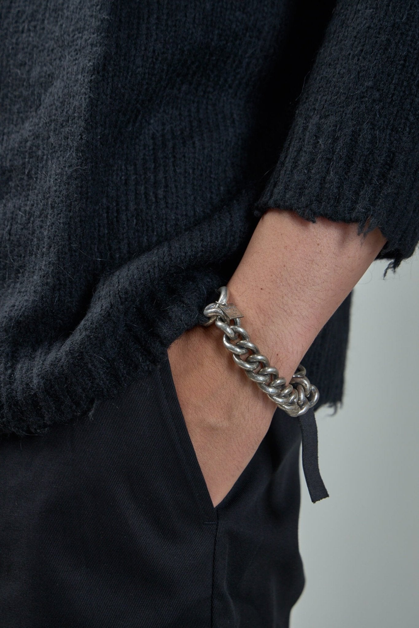 Chunky Chain Leather Bracelet