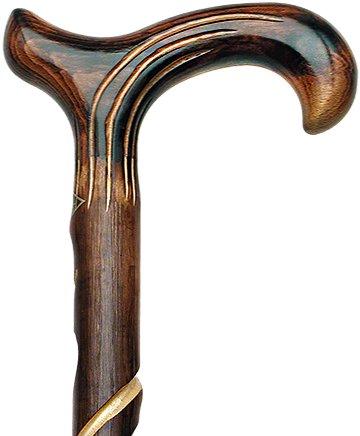 Spiral Handcarved Derby Walking Cane: Elegant Chestnut Wood