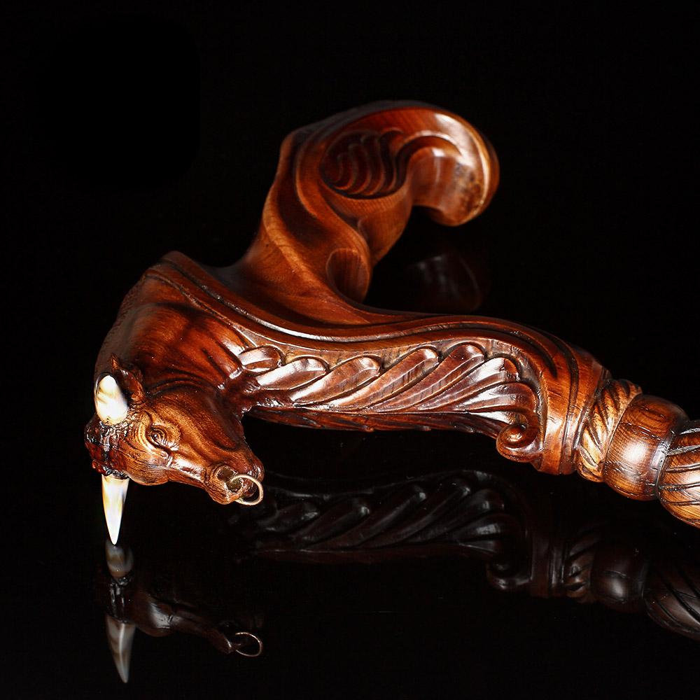 Bull Buffalo Right Hand Ergonomic Handcarved Cane