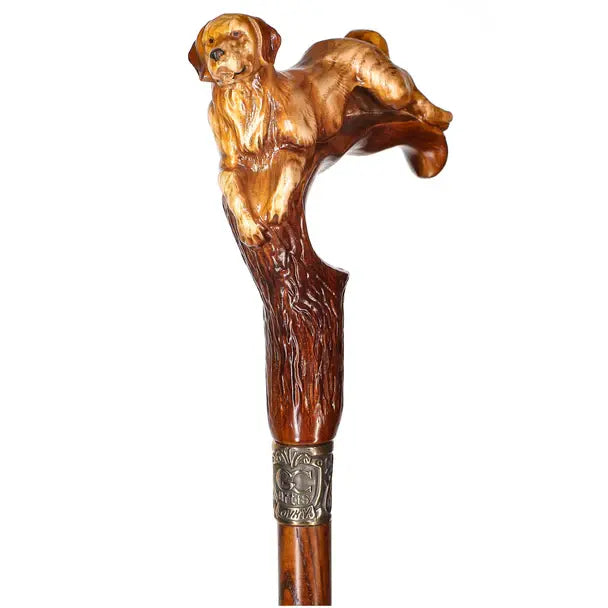 Brown Labrador / Golden Retriever Dog Intricate Handcarved Cane