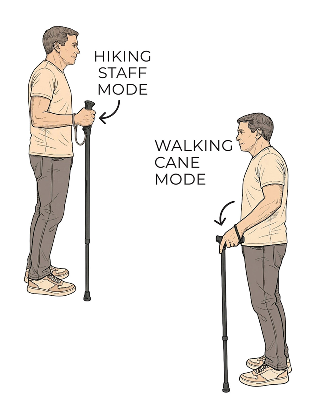 Black Adjustable Walking Hiking Staff