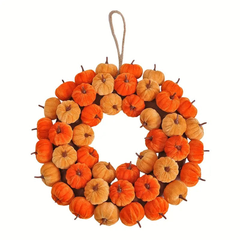 Faux Velvet Pumpkin Wreath Wall Hanging