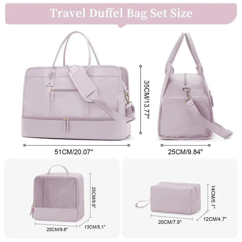 Luggage Travel Bag with Clothes and Toiletry Bag (Pink)