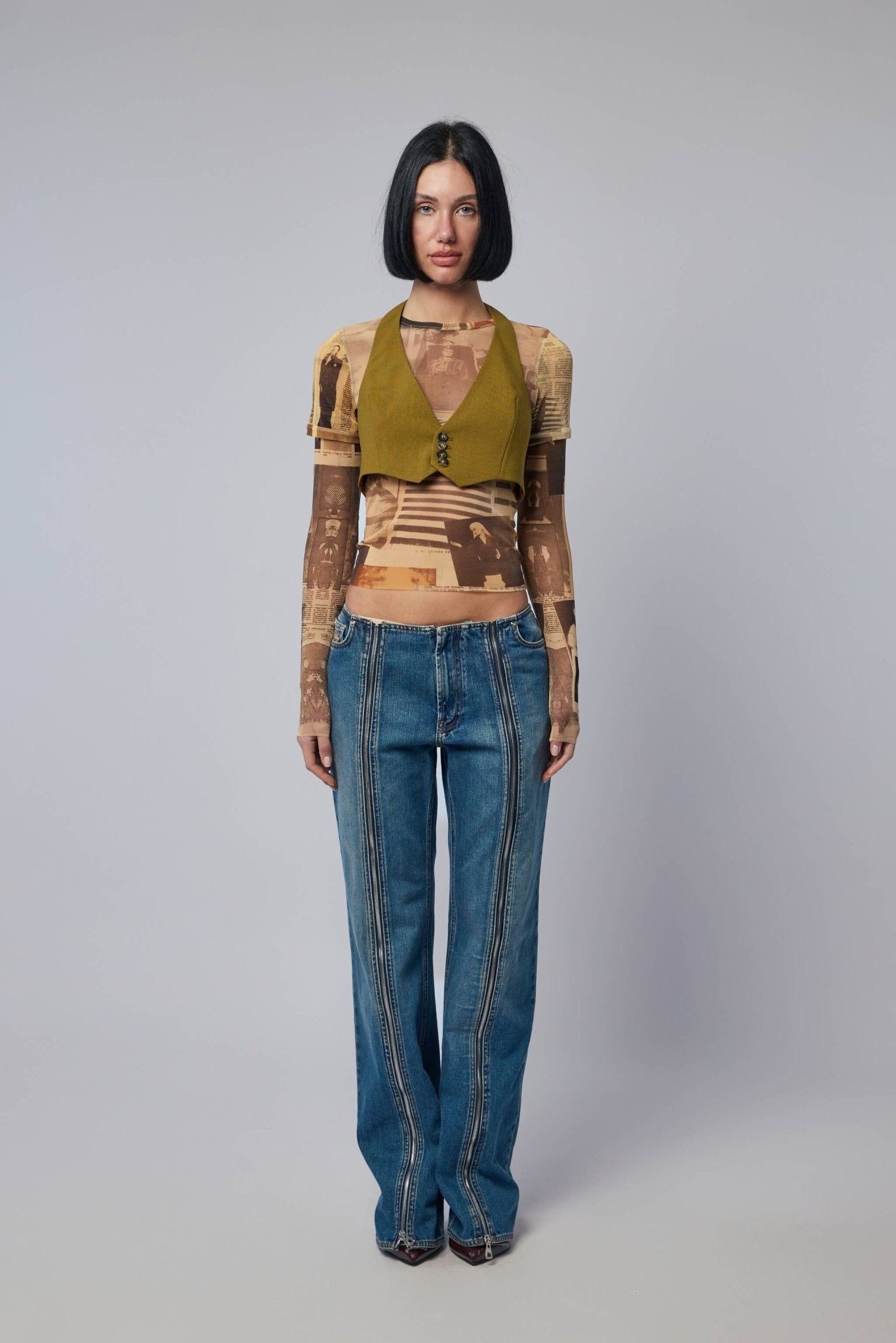 Backless Tailoring Gilet with Belt Detail