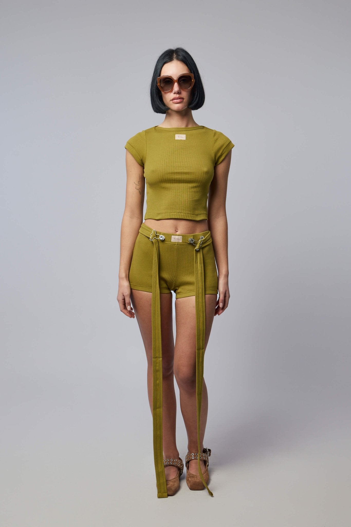 Cotton Ribbed Short with Gaultier Patch