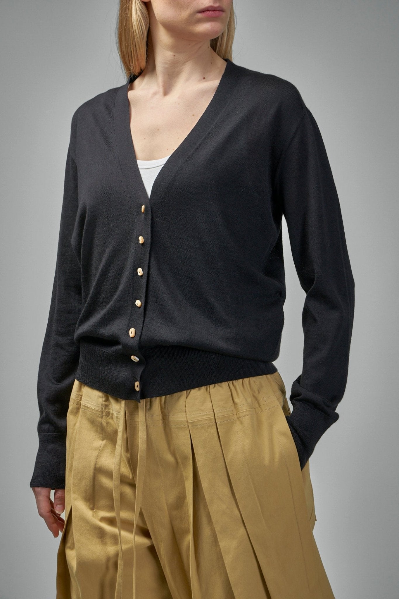 Cashmere Blend Crew-neck Cardigan