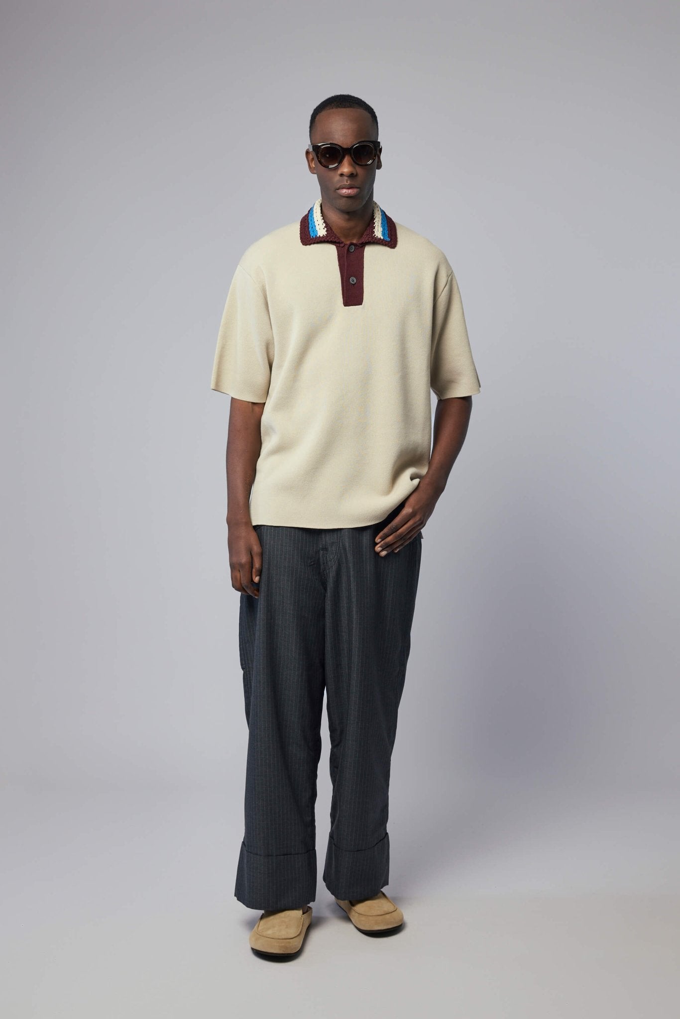 Wide-Leg Pinstripe Pants