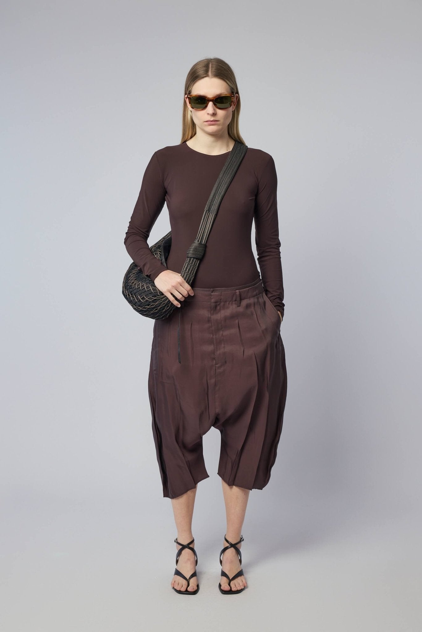 Creased Dropped Crotch Bermudas