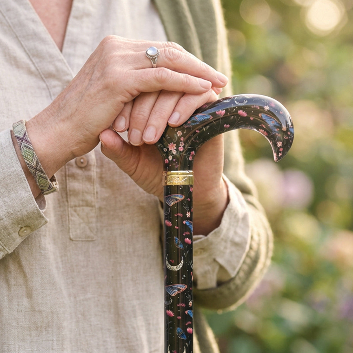The Night Garden Designer Cane: Patterned Derby Handle