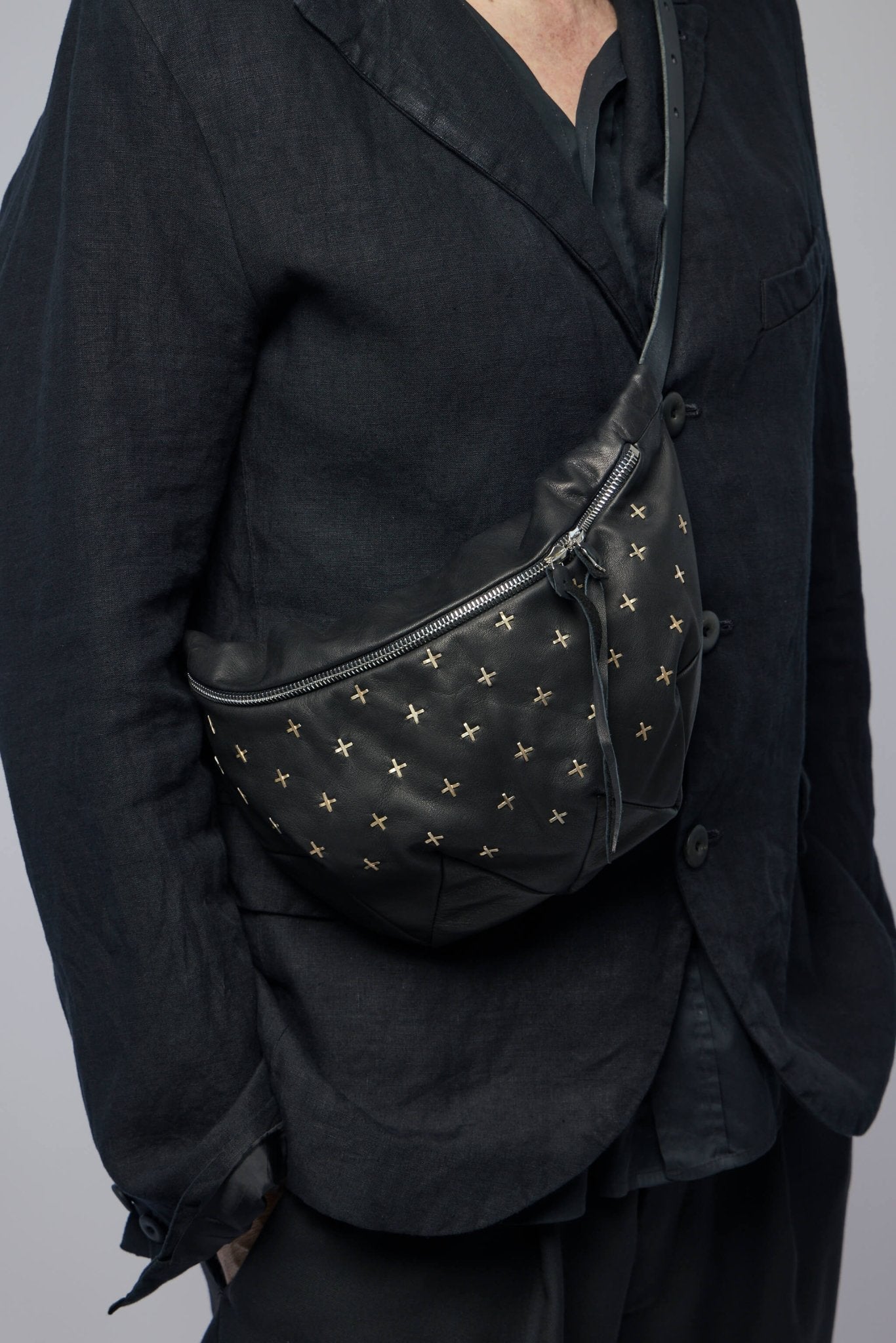 Small Zig Zag Belt Bag W/silver Crosses