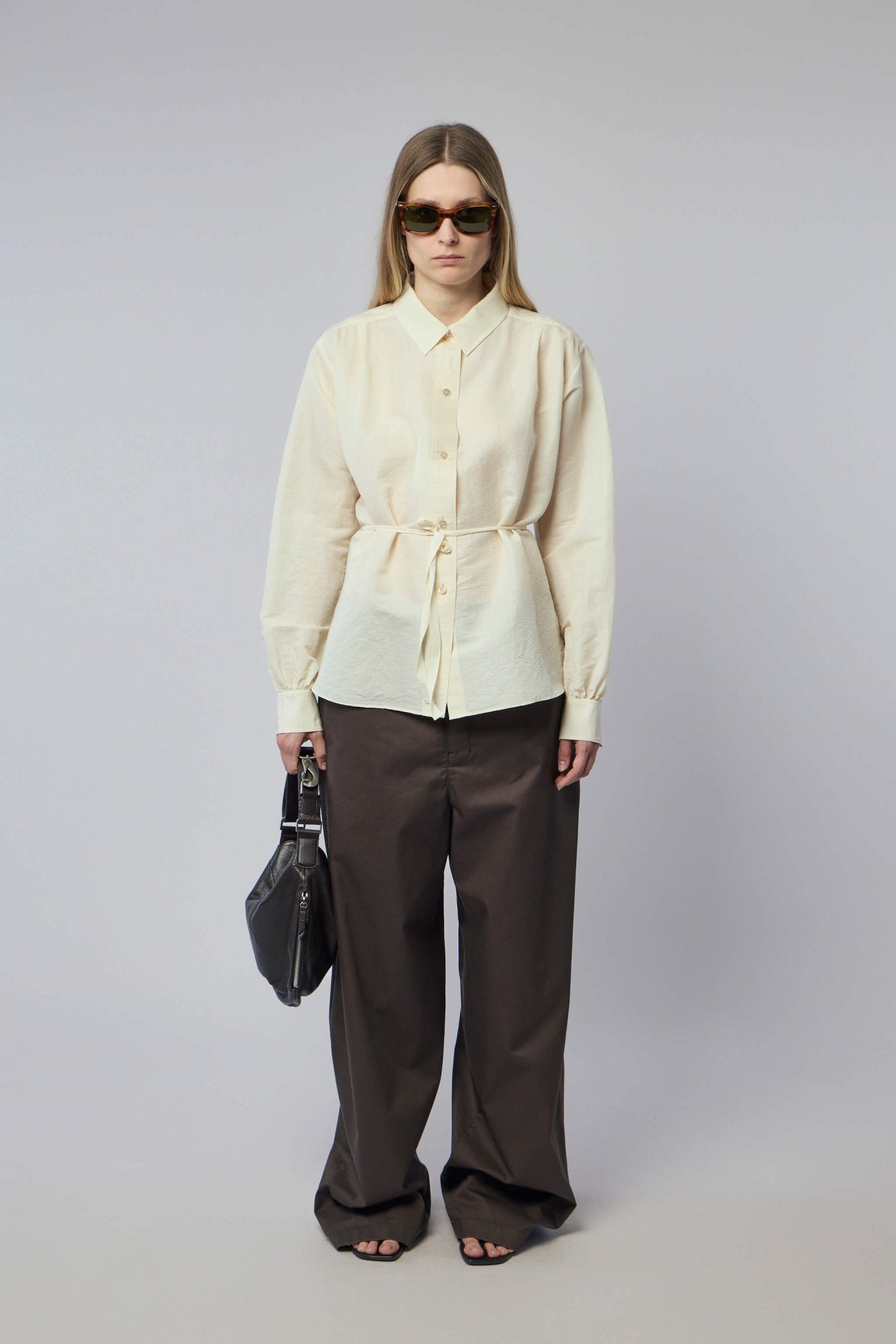 Tie-waist Silk Cotton Shirt