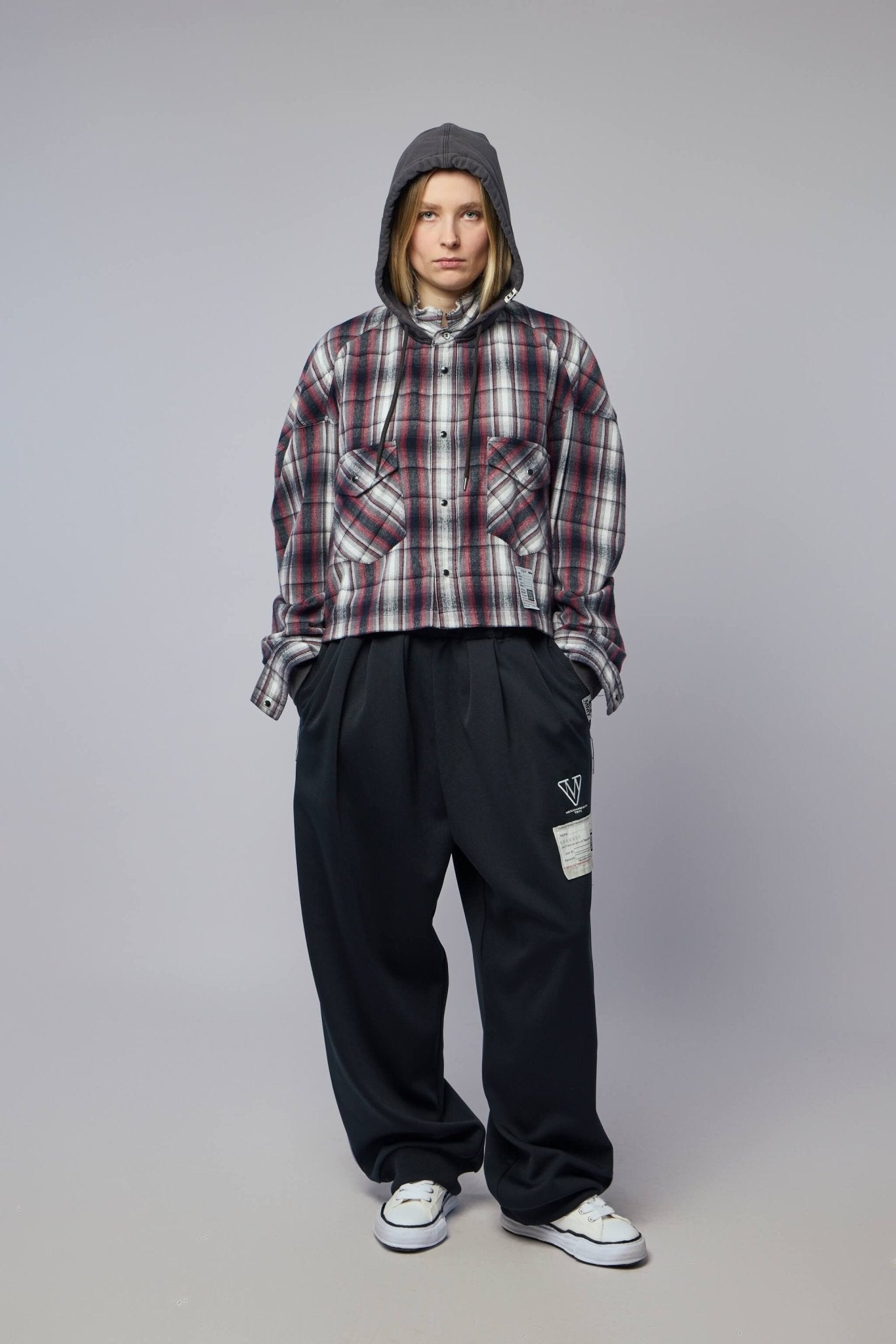 Hoodie Combine Checkered Shirt