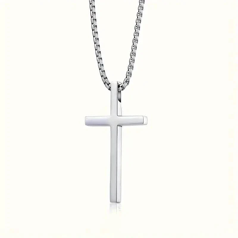 Fashion Stainless Steel Cross Pendant Unisex Necklace