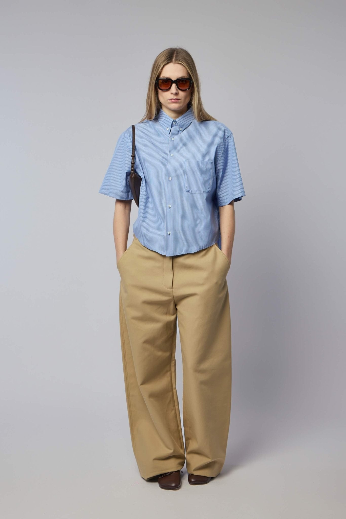 Short-sleeved Pinstripe Shirt