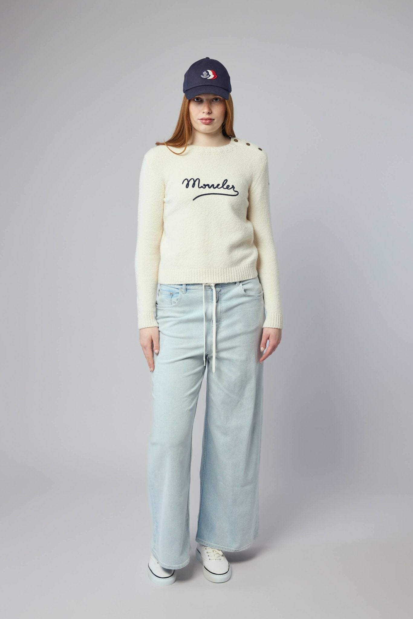 Embroidered Logo Cotton Blend Sweater
