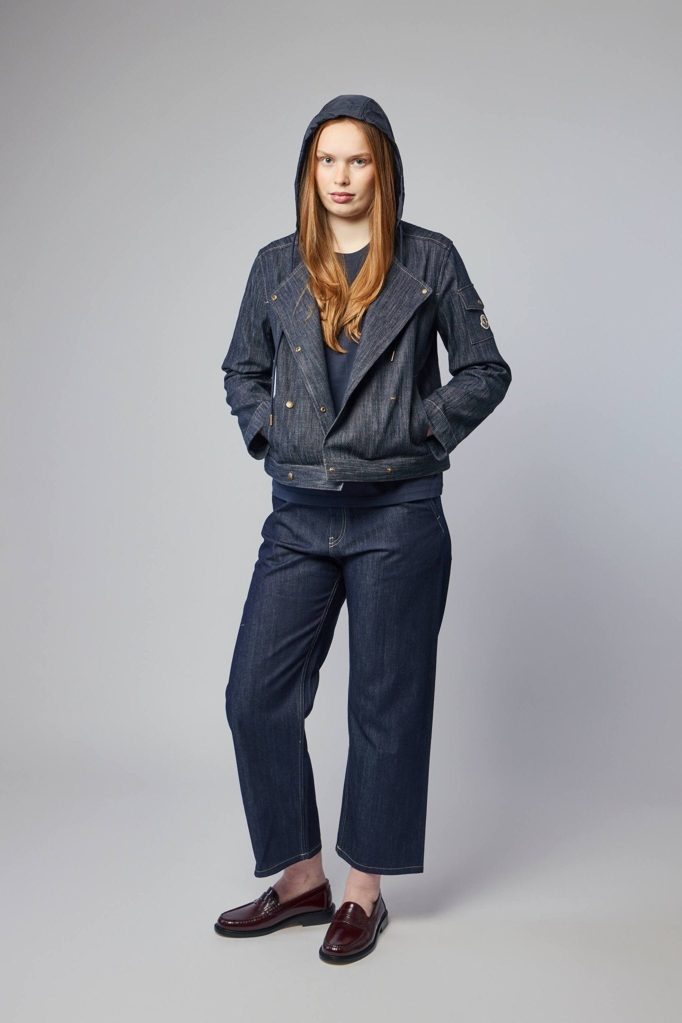 Diervilla Hooded Double-breasted Denim Jacket