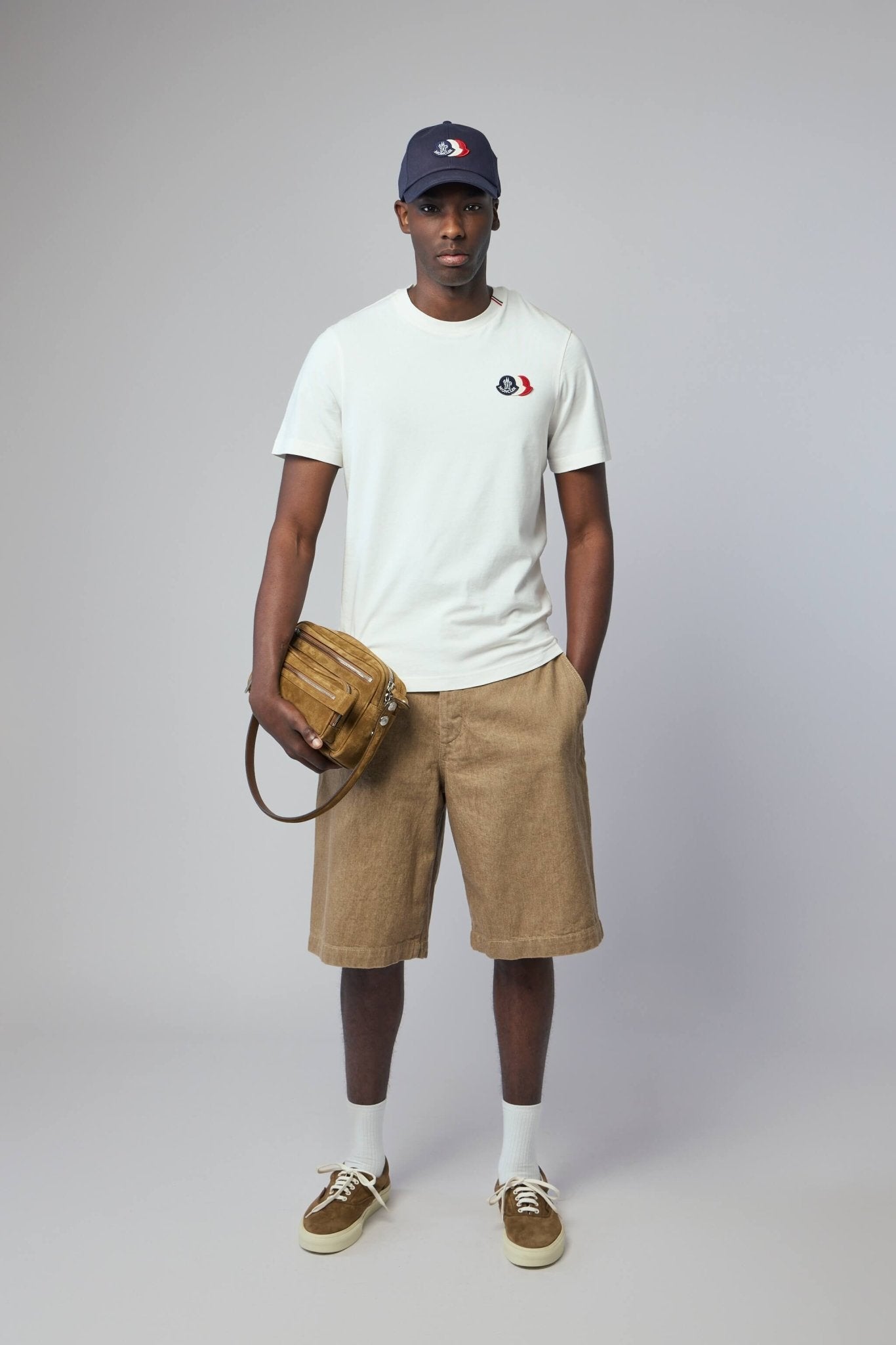 Embroidered Tricolor Logo Cotton T-shirt