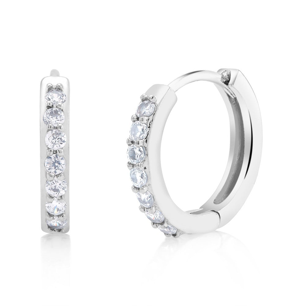 Cubic Zirconia Gold Plated Huggie Earrings
