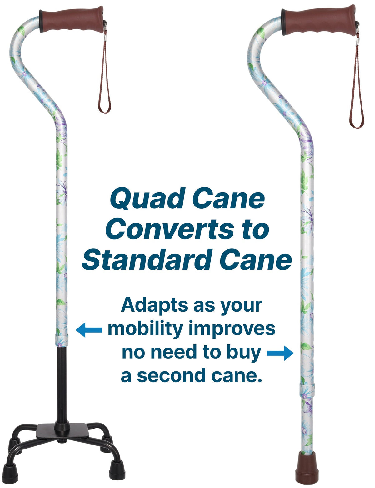 Heavenly Gardens: Supportive Quad Base Cane - Comfort Grip