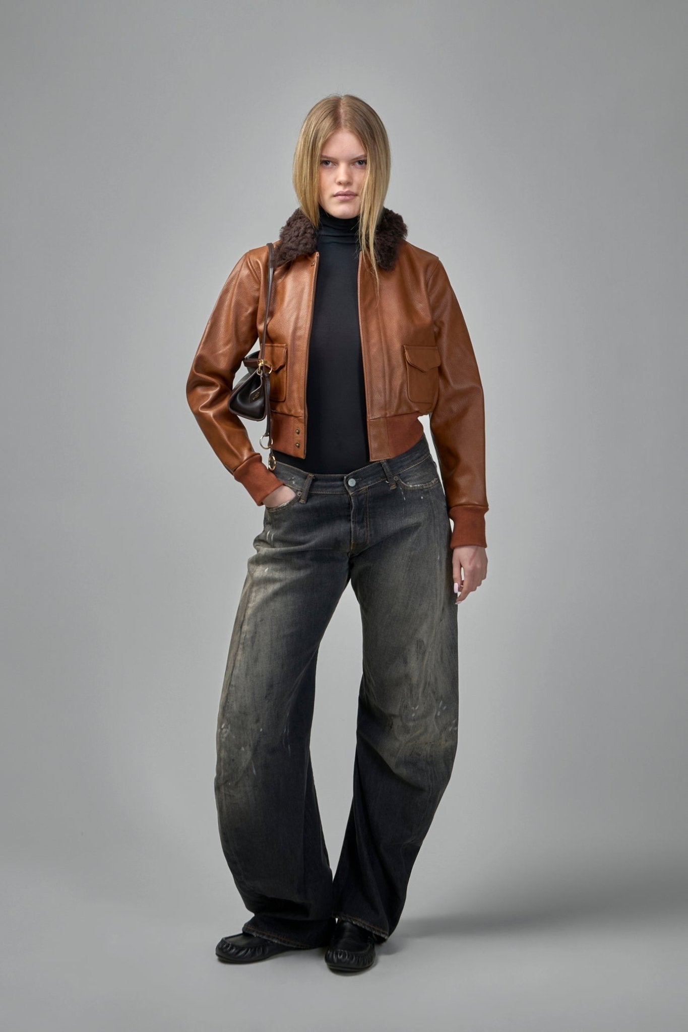 Cropped Shrunken Zip-Up Bomber