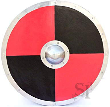 Viking Norse Wooden Large Round Combat Shield with Steel Boss