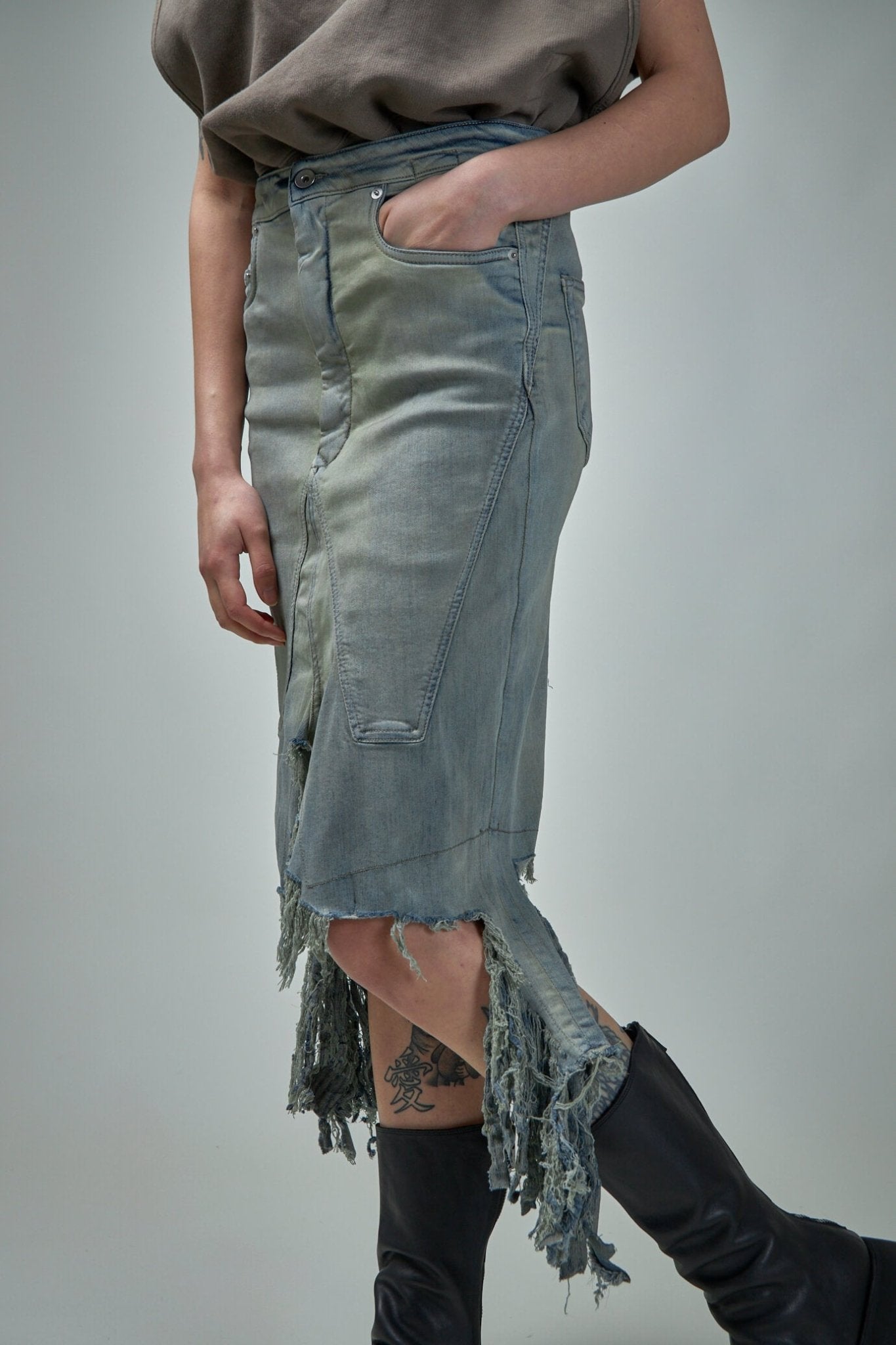 Denim Slivered Skirt