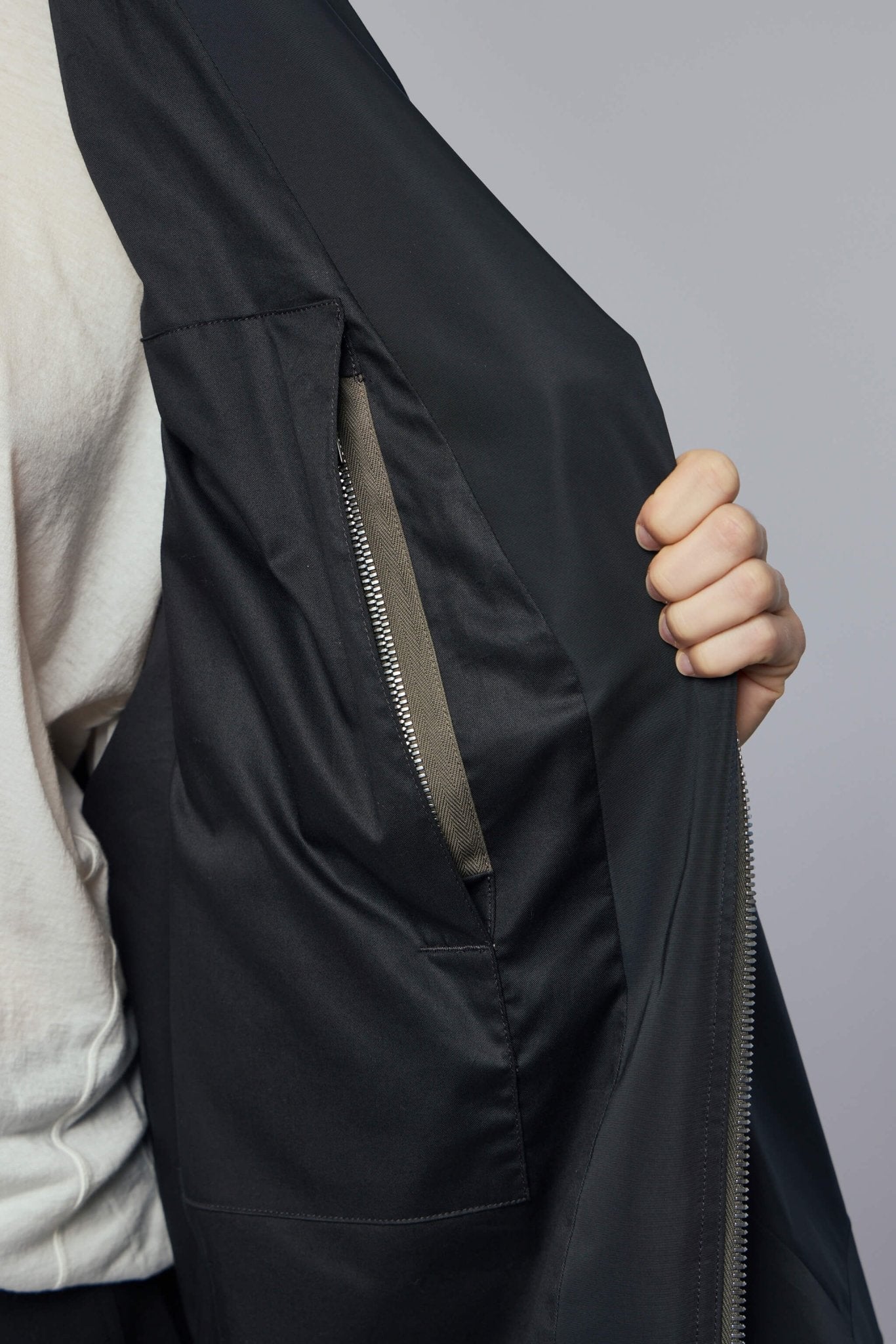 Woven Coat - Sail Biker Coat Black