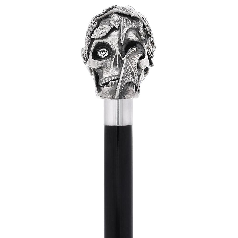Italian Luxury: Skull & Snakes Cane, Crafted in 925r Silver
