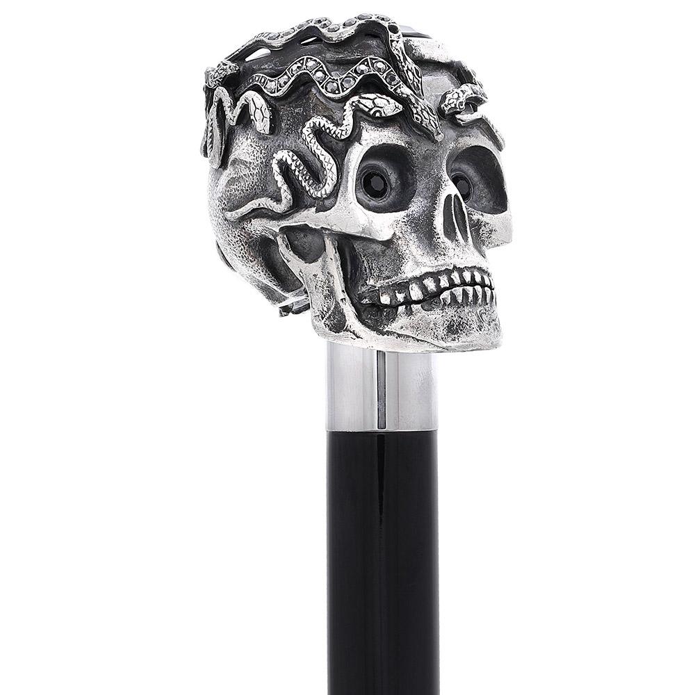 Italian Luxury: Skull & Snakes with Crystal Eyes, 925r Silver