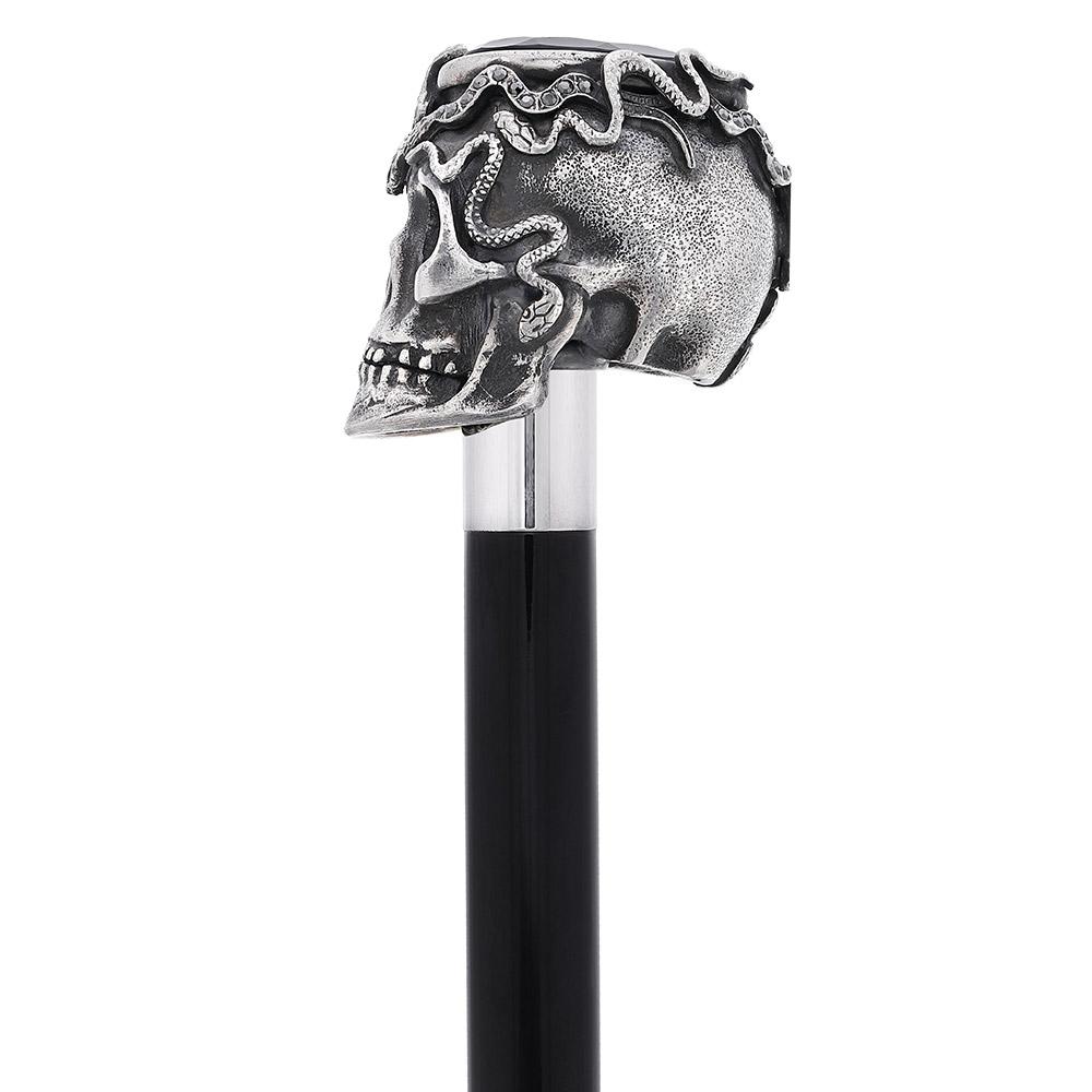 Italian Luxury: Skull & Snakes with Crystal Eyes, 925r Silver