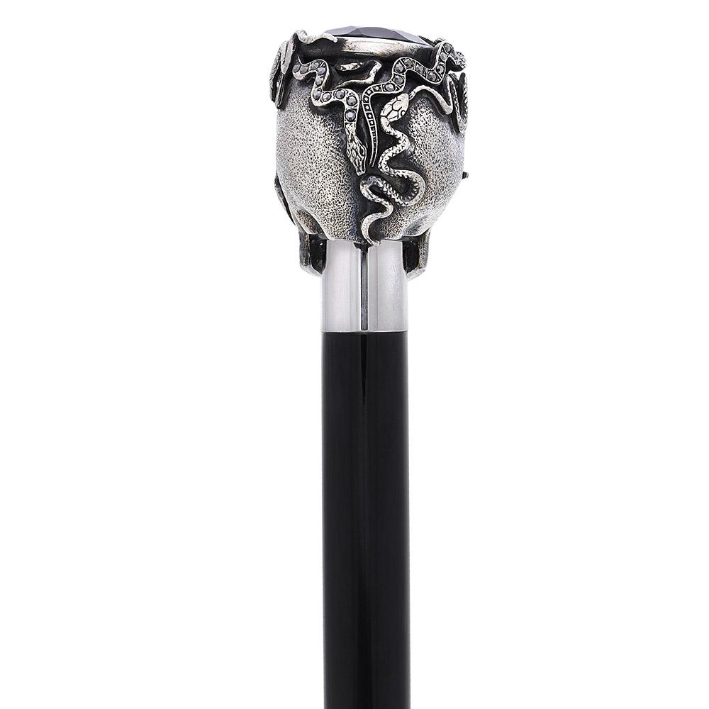 Italian Luxury: Skull & Snakes with Crystal Eyes, 925r Silver