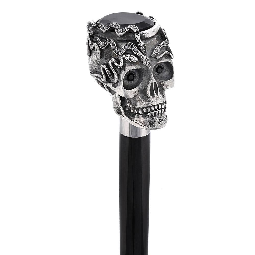 Italian Luxury: Skull & Snakes with Crystal Eyes, 925r Silver