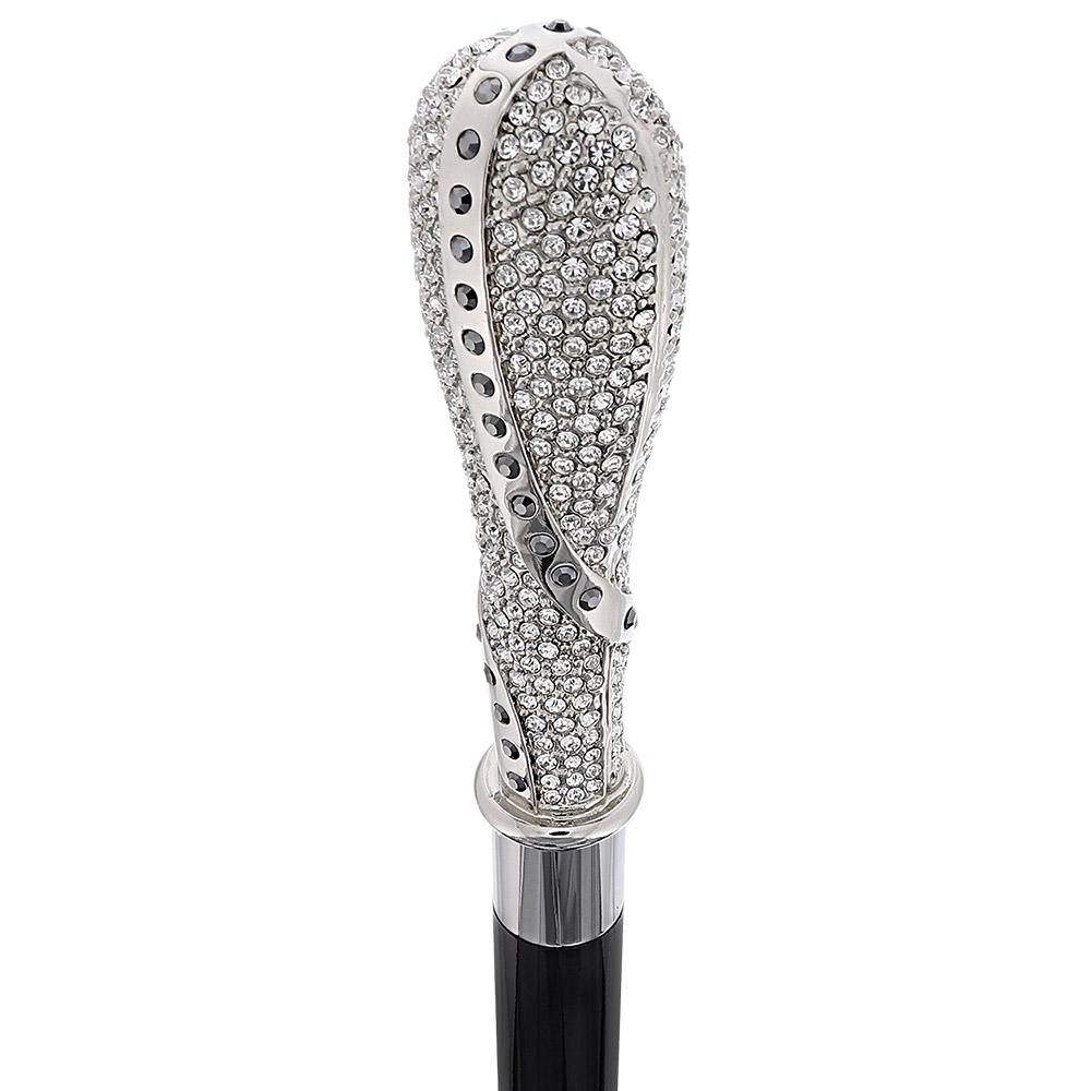 Opulent Italian: 925r Silver Cane w/ Extensive Swarovski Inlay