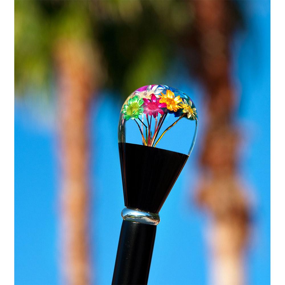 Real Dried Flower Clear Lucite Knob Stick: Beechwood Shaft