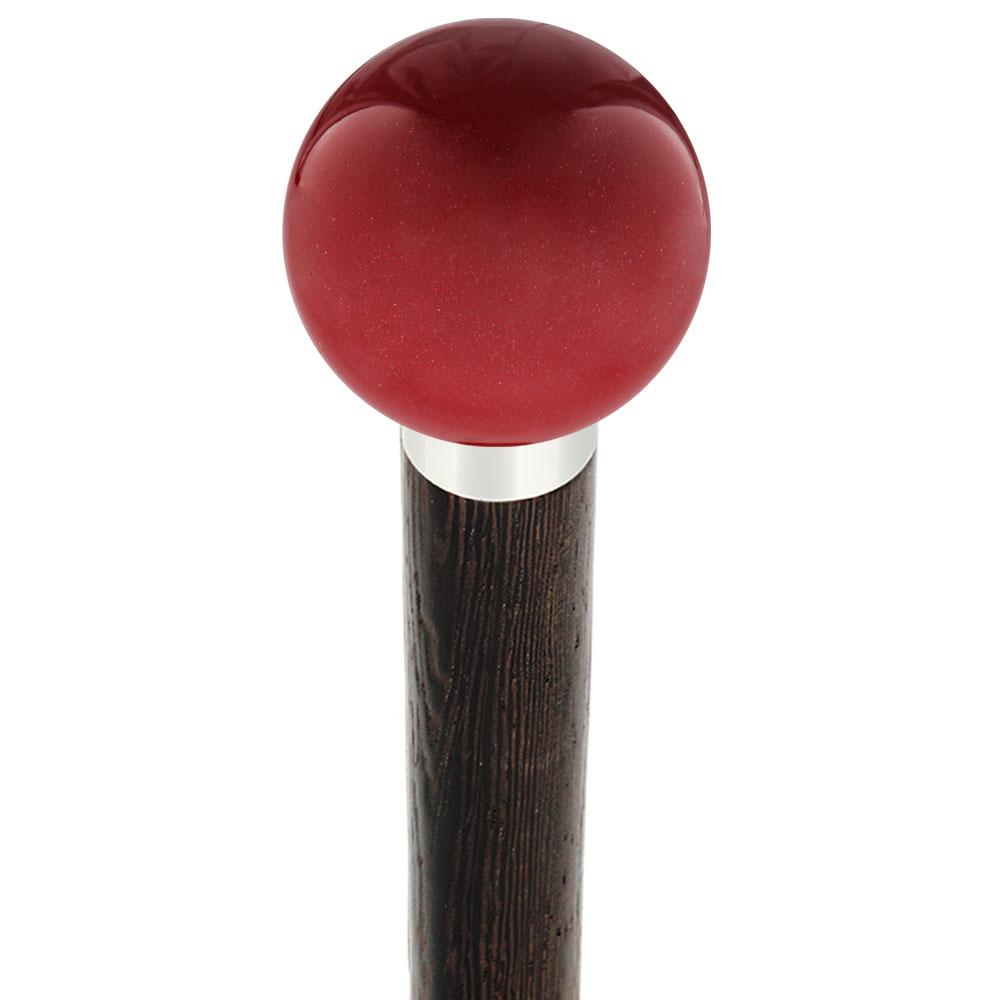 Red Candy Metallic Knob Cane - Personalize Wood Shaft & Collar