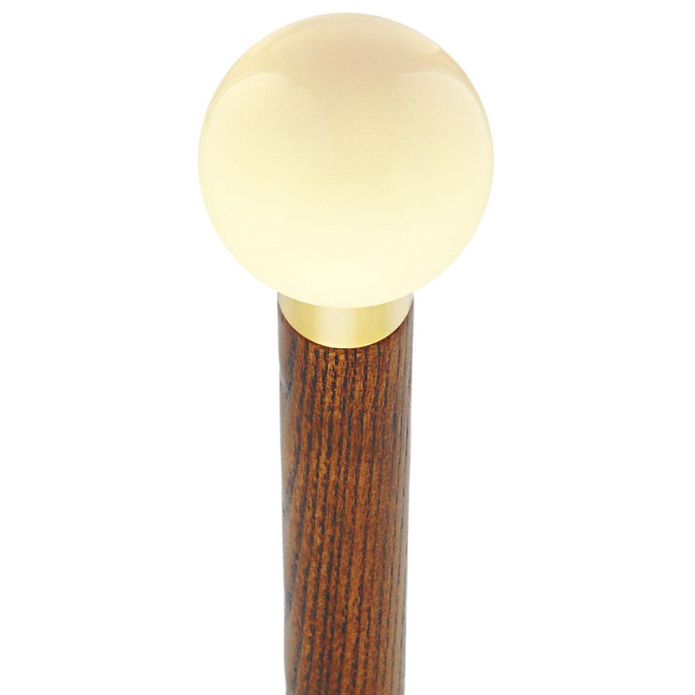 Vanilla Ivory Round Knob Cane w/ Custom Wood Shaft & Collar