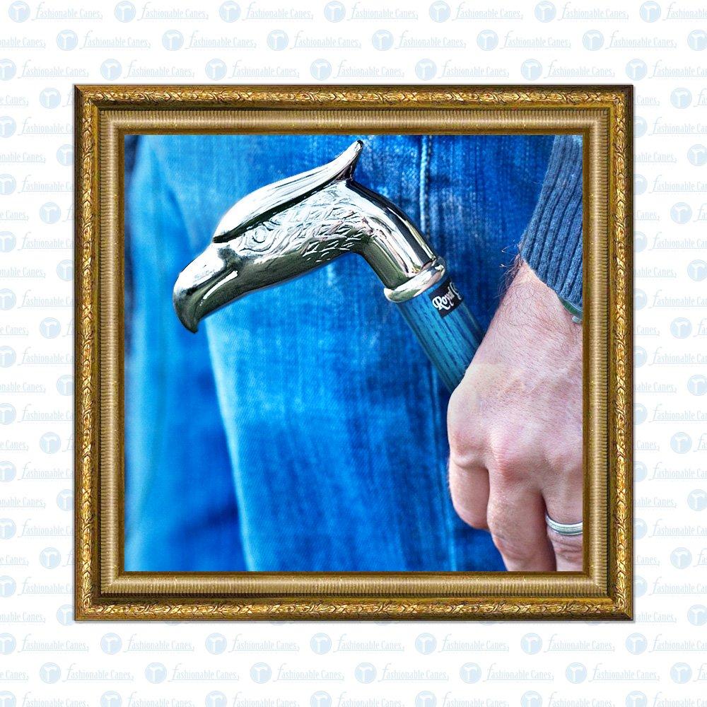 Premium Denim Blue Eagle Cane: Chrome, Patriotic Elegance