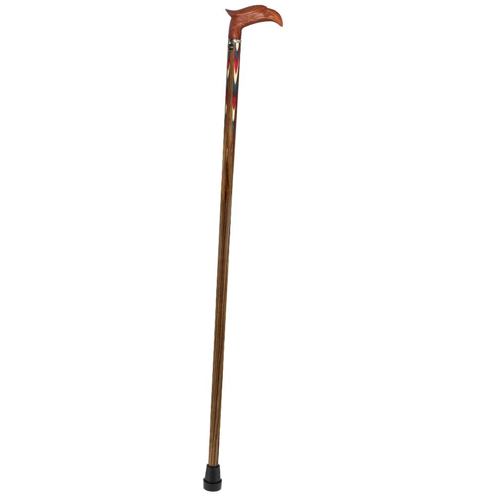 Patriotic "Colors Don't Run" Eagle Cane - Ovangkol Inlaid Wood