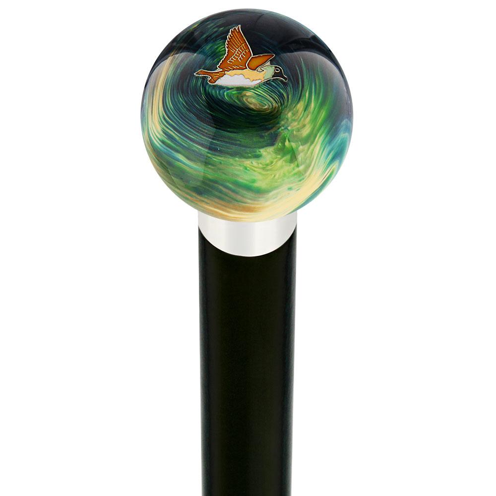 Flying Duck Camo Round Knob Cane w/ Custom Wood Shaft & Collar