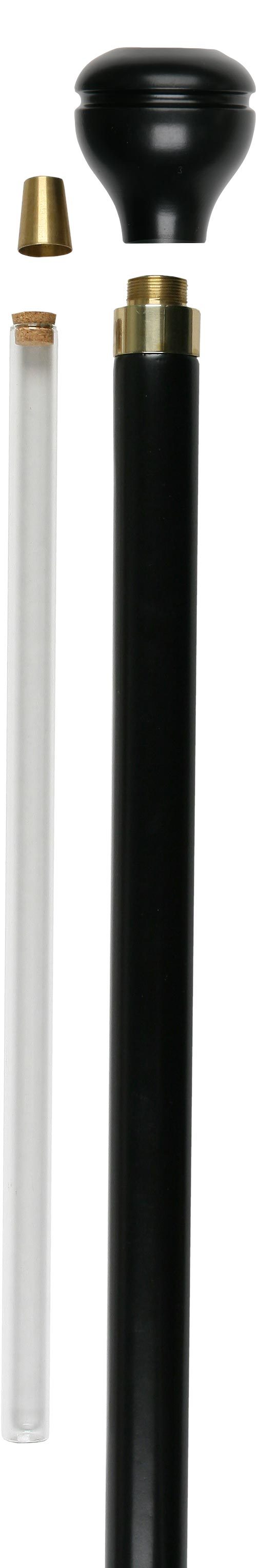 Polish Eagle Emblem Flask Walking Stick: Wood Shaft Hidden Flask