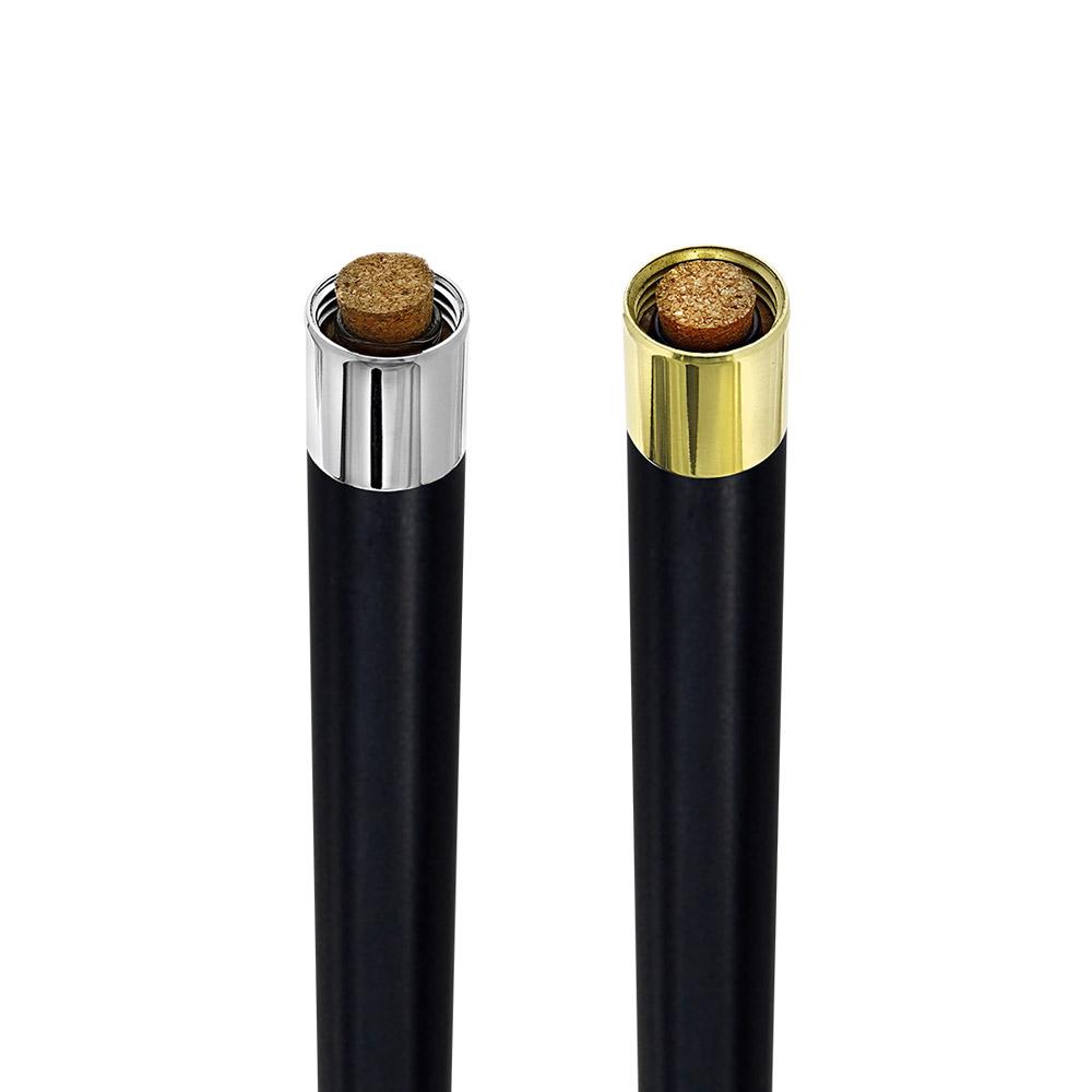 Skull Premium Chrome Brass Flask Cane: Wood Shaft Hidden Flask