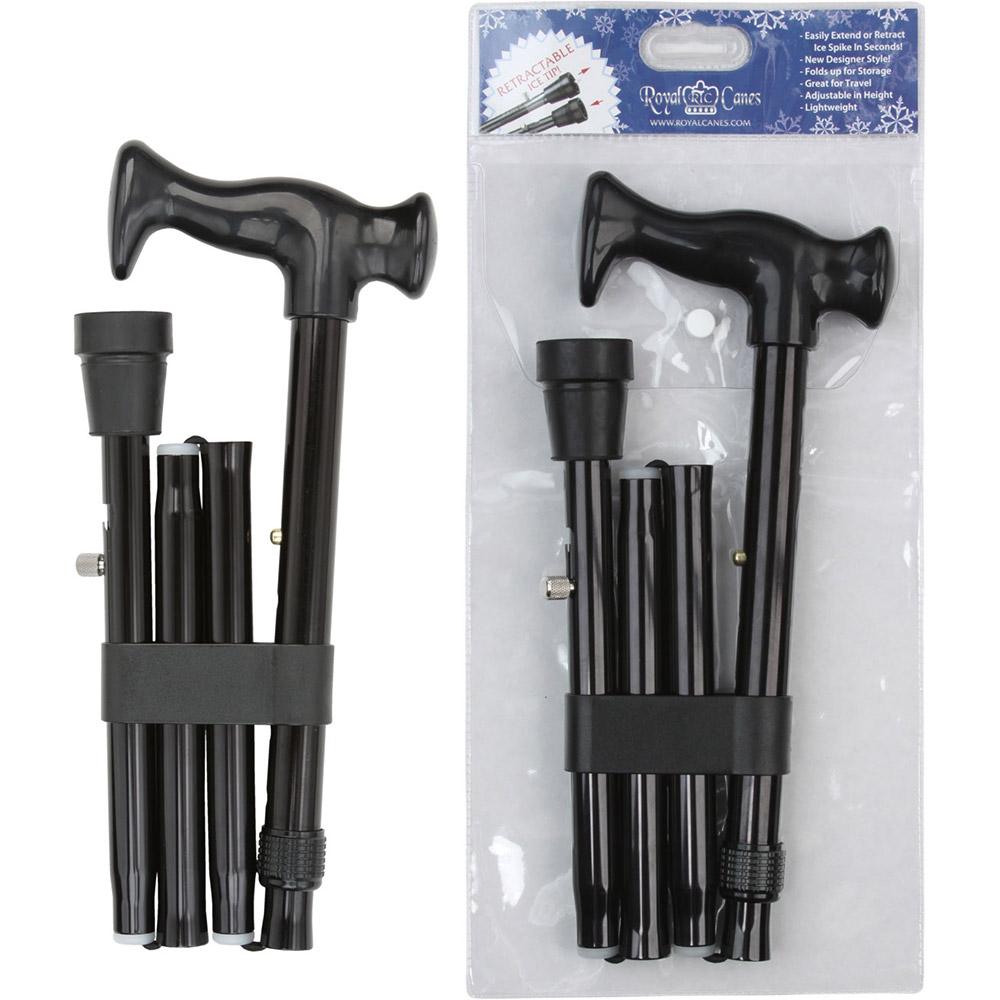 Orthopedic Comfort Handle Cane: Folding Retractable Ice Tip