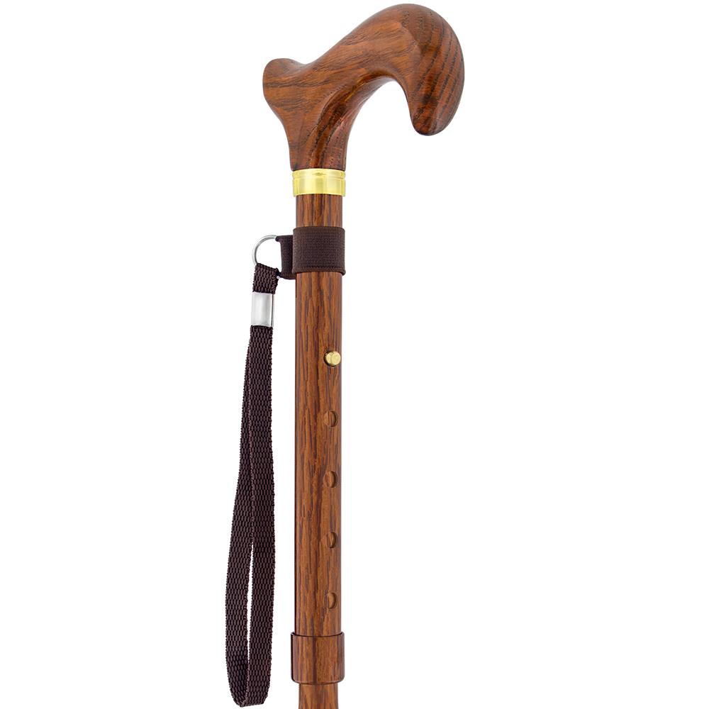 Realistic Wood: Folding Adjustable Cane w/ Wooden Handle