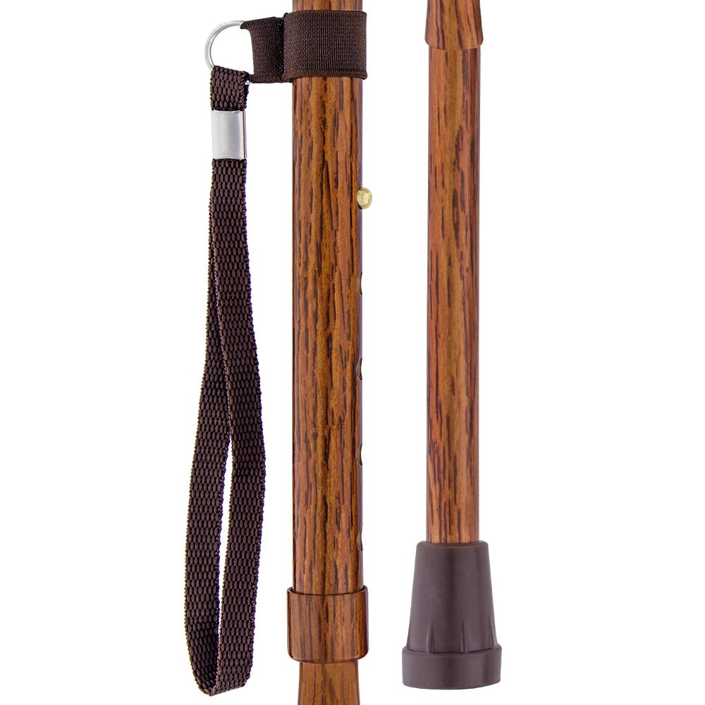 Realistic Wood: Folding Adjustable Cane w/ Wooden Handle