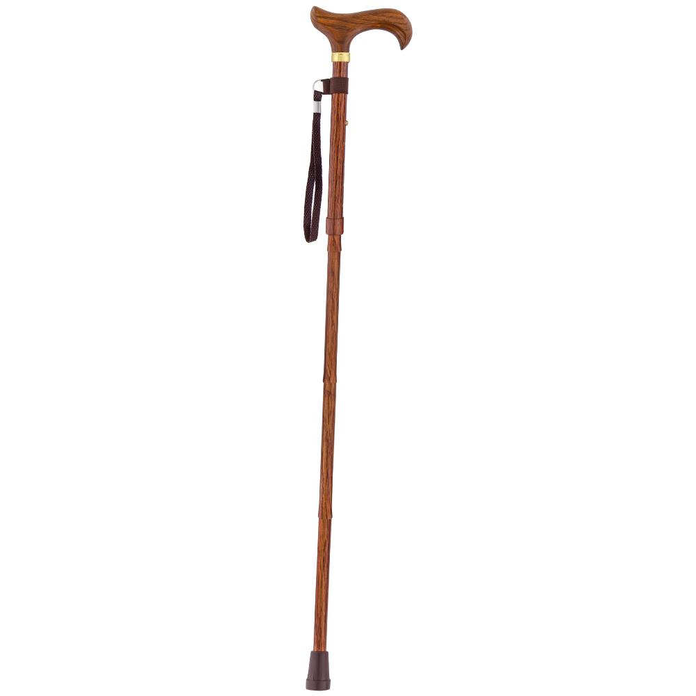 Realistic Wood: Folding Adjustable Cane w/ Wooden Handle