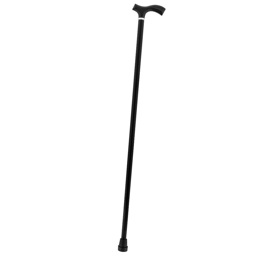 Sleek Black Fritz Walking Cane, Beechwood w/ Silver Collar