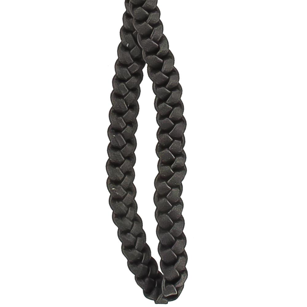 Braided Cane Wrist Strap with Snap, Faux Black Leather