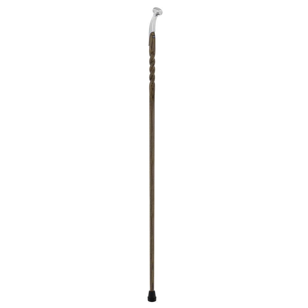 Premium Chrome-Plated Brass Hame Handle Stick: Twisted Ash Wood