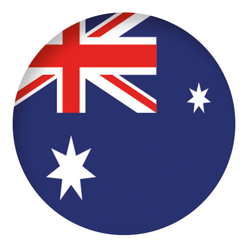 Australia Flag Emblem Flask Walking Stick: Wood Shaft Hidden Flask